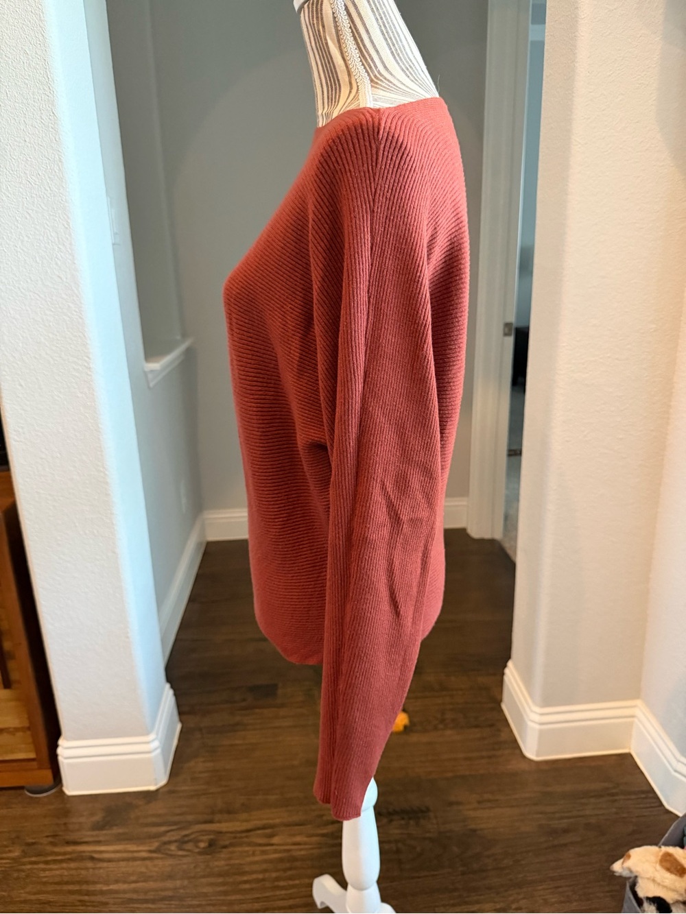Say What? Off-the-Shoulder Ribbed Sweater in Rust medium - Picture 9 of 10